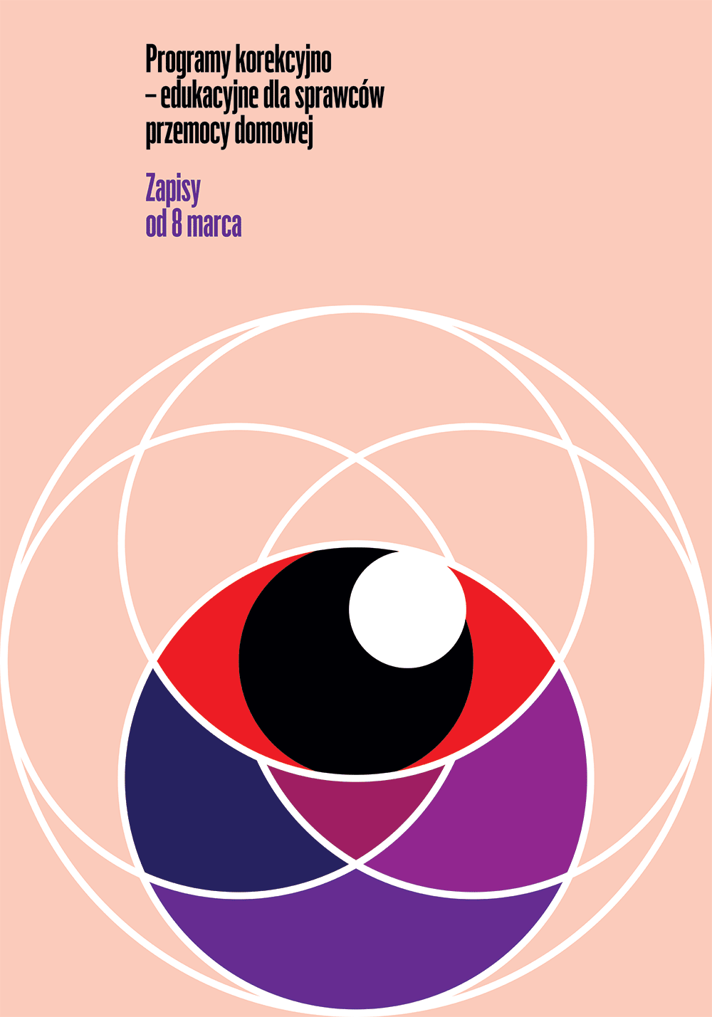 A poster showing geometric shapes that remind of an eye.