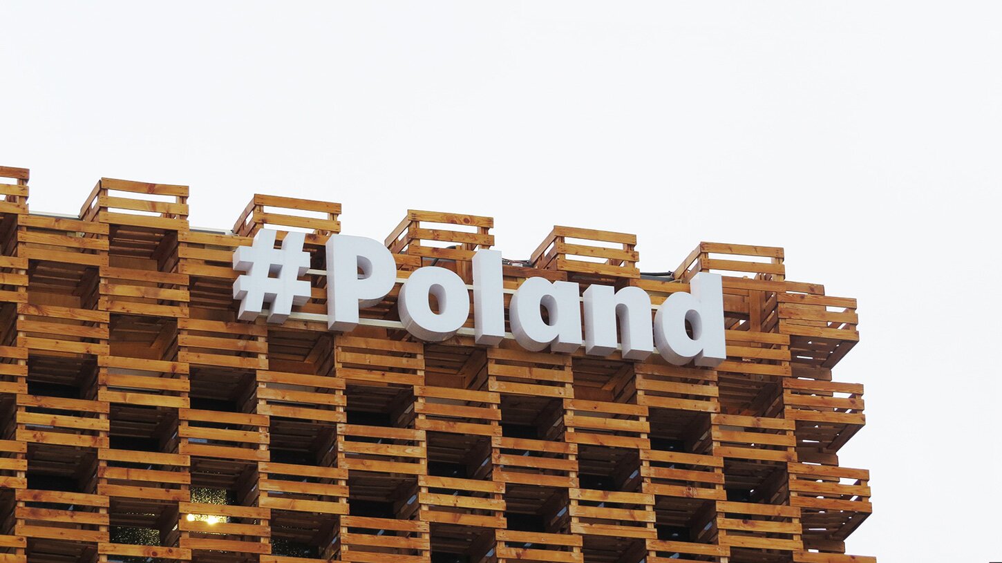 #Poland sign at Polish Pavilion at EXPO 2015
