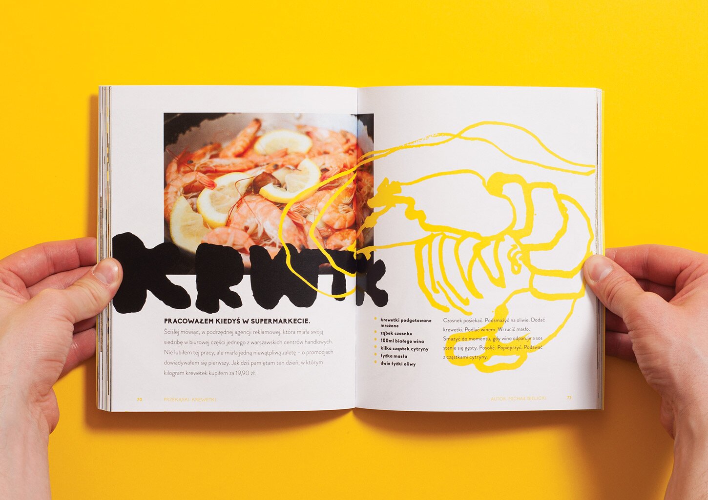 A spread from the UCZTA cookbook with a picture of shrimps